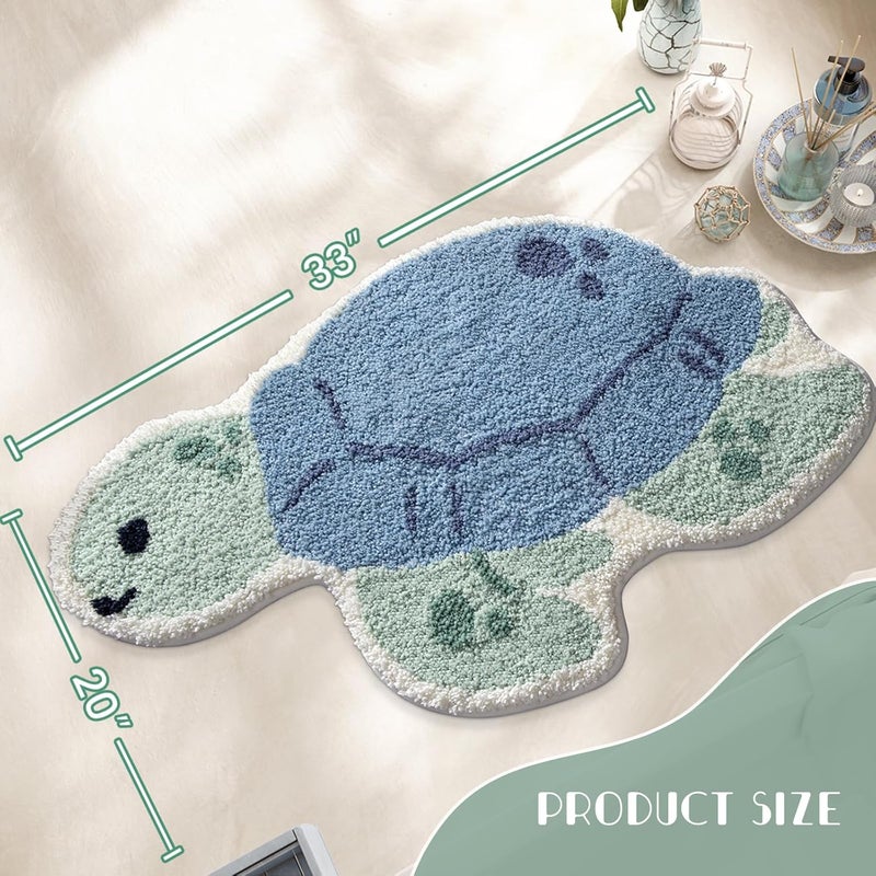 WREWING Ocean Animal Play Mat 20x33 Inch, Cute Animals Large Non Slip Super Soft Plush Area Rug for Kids Room Playroom Nursery Bedroom, Educational Washable Circular Floor Mat for Home Room Decorative - Image 3